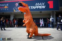 Fan dressed as dinosaur, Suzuka, 2024