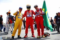 Fans dressed as Nelson Piquet, Ayrton Senna, Nigel Mansell, Suzuka, 2024