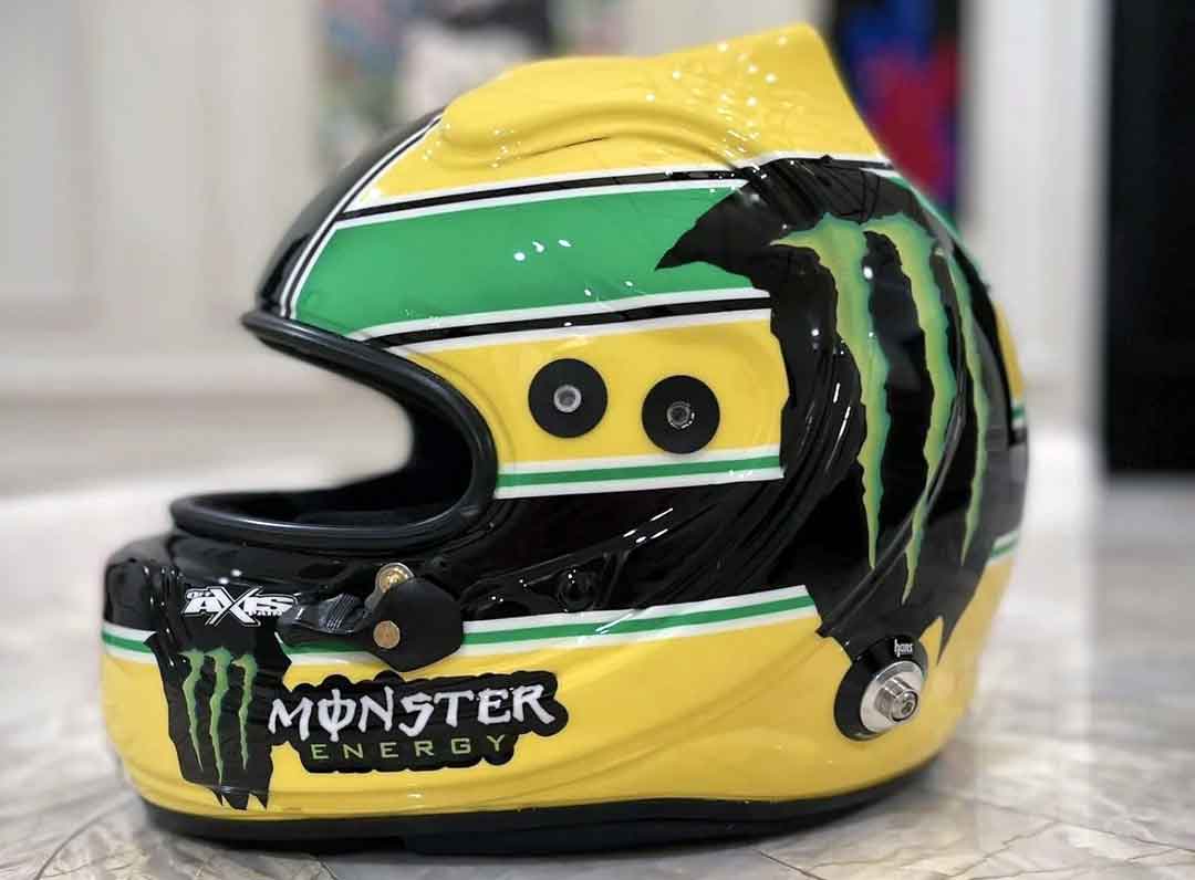 Ty Gibbs tribute helmet to Ayrton Senna, 2021